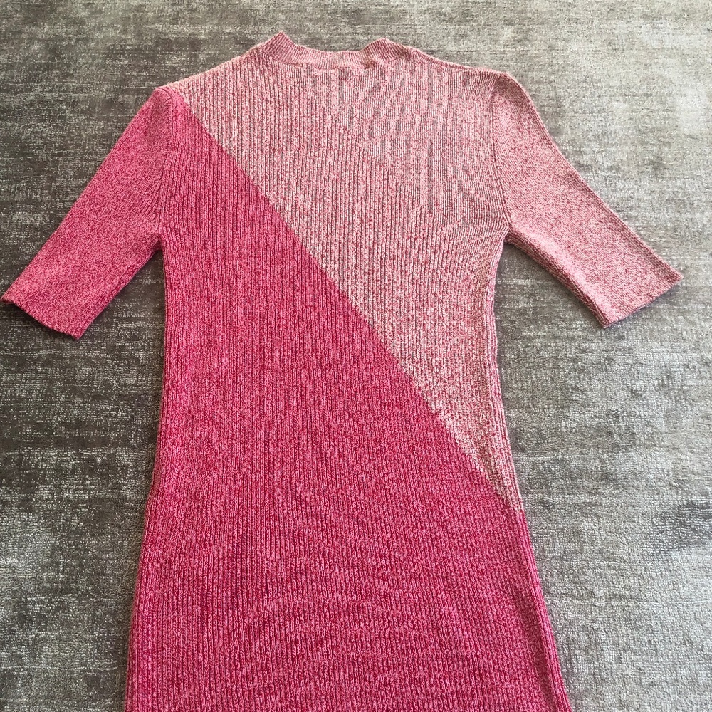 Celine Two-Tone Pink Rib Sweater - Picture 3 of 4